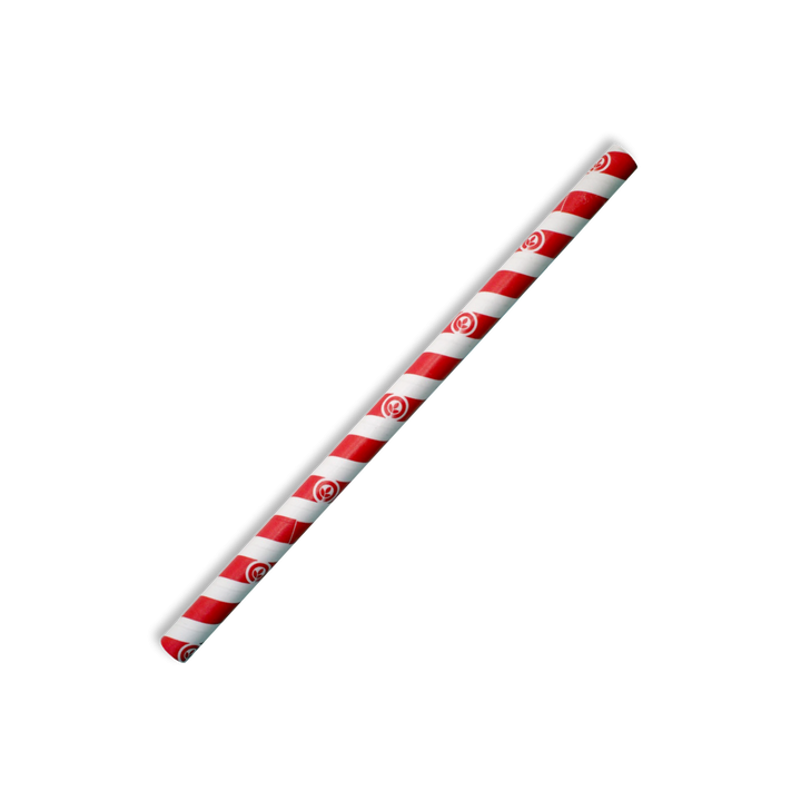 10mm Compostable Paper Straw Jumbo - Red Stripe  2500 pcs