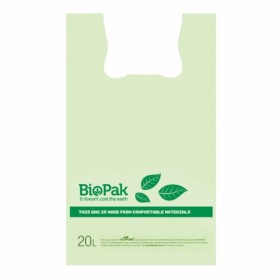 20L - Bioplastic Checkout Bag - 10 blocks of 100 - Green  1000 pcs