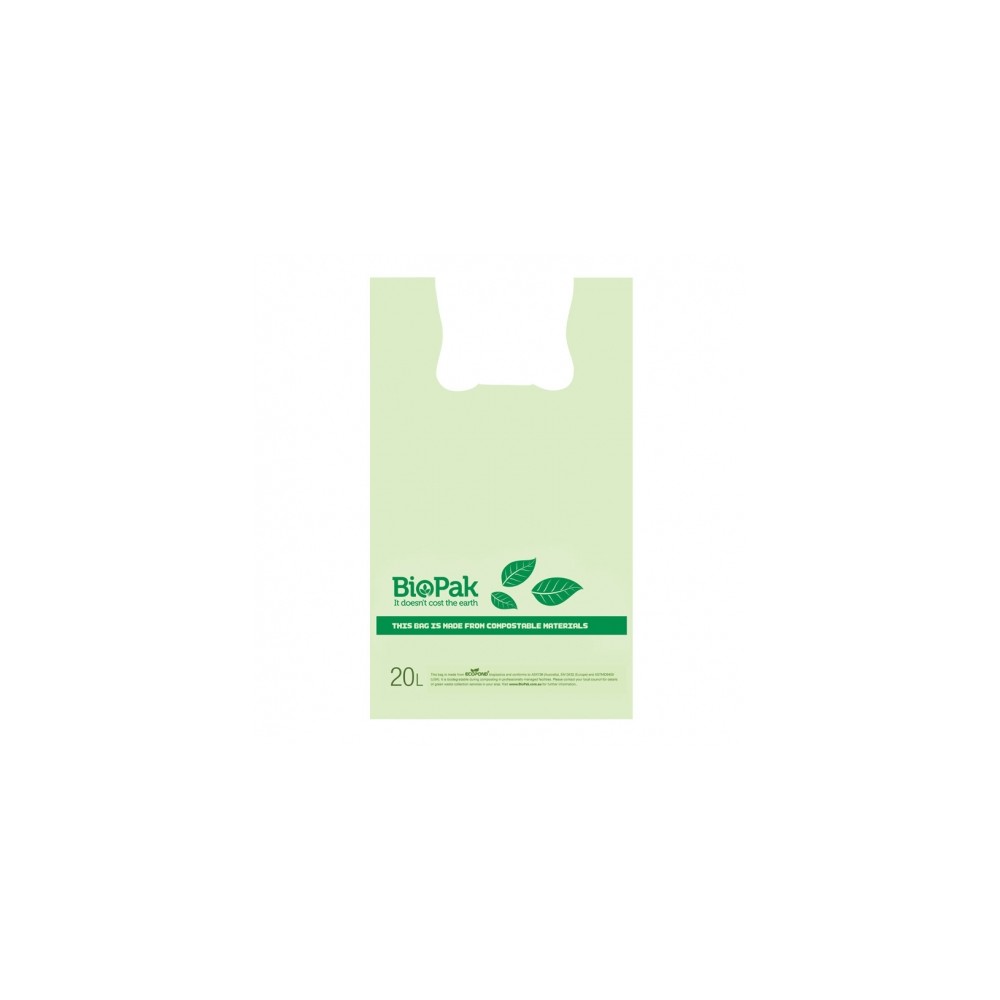 20L - Bioplastic Checkout Bag - 10 blocks of 100 - Green  1000 pcs