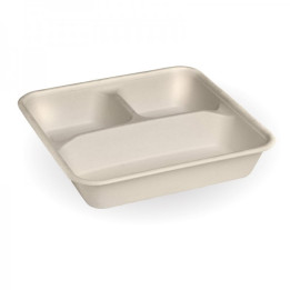 3 Compartment Bio Asian Takeaway Box (560/240/240ml) - NATURAL - 300 pcs