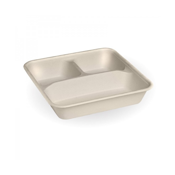 3 Compartment Bio Asian Takeaway Box (560/240/240ml) - NATURAL - 300 pcs