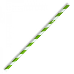 Compostable Paper Straw Regular 6x197mm - Green Stripe  2500 pcs