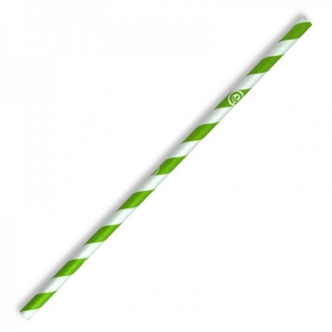 Compostable Paper Straw Regular 6x197mm - Green Stripe  2500 pcs