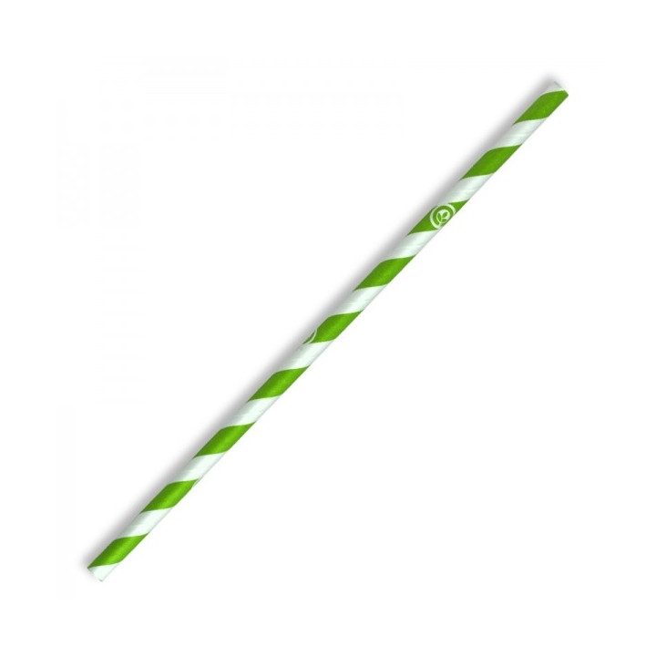 Compostable Paper Straw Regular 6x197mm - Green Stripe  2500 pcs
