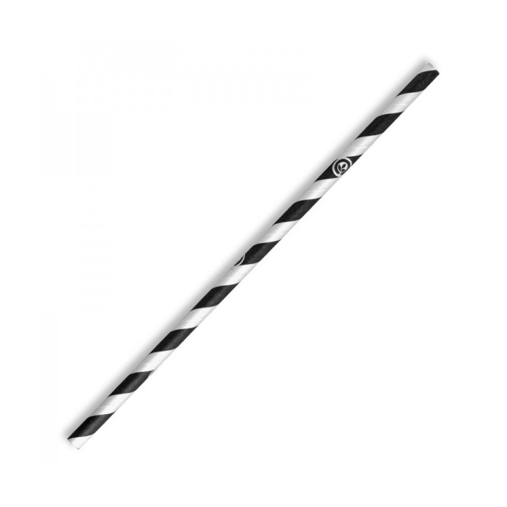 Compostable Paper Straw Regular 6x197mm - Black Stripe  2500 pcs