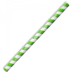 10mm Compostable Paper Straw Jumbo - Green Stripe  2500 pcs