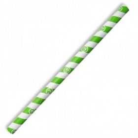 10mm Compostable Paper Straw Jumbo - Green Stripe  2500 pcs