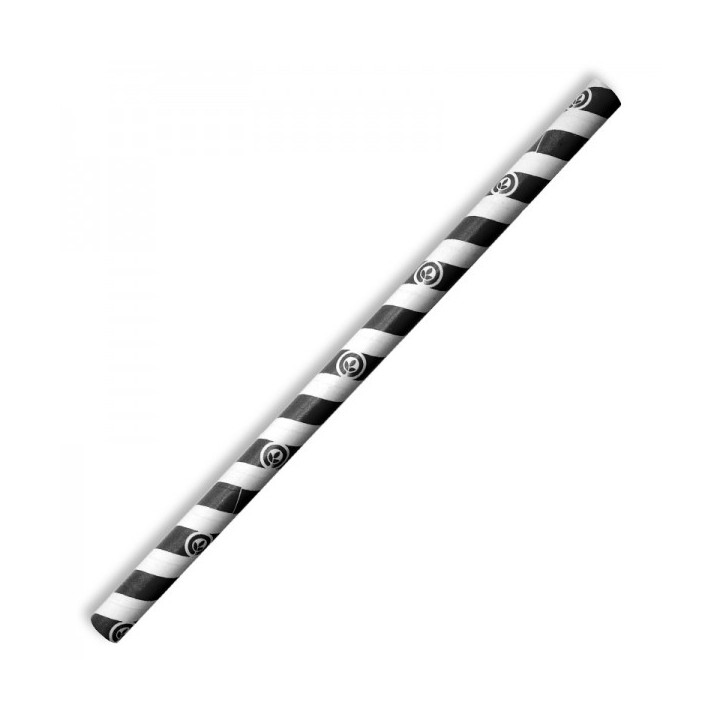 10mm Compostable Paper Straw Jumbo - Black Stripe  2500 pcs